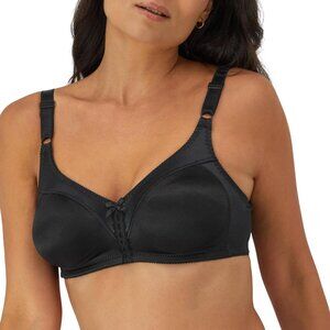 NWT Bali Womens Double Support Wirefree Full Coverage Bra 3820 Black 44C